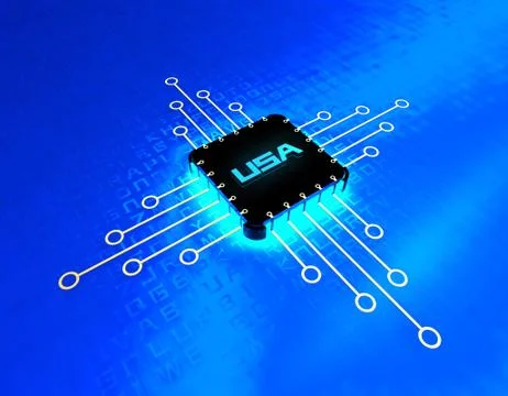 American intelligent electronic technology chip, data transmission Illustrazione stock