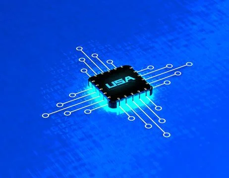 American intelligent electronic technology chip, data transmission Stock Illustration