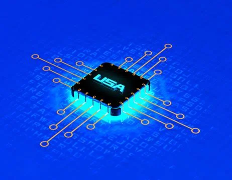 American intelligent electronic technology chip, data transmission Illustrazione stock