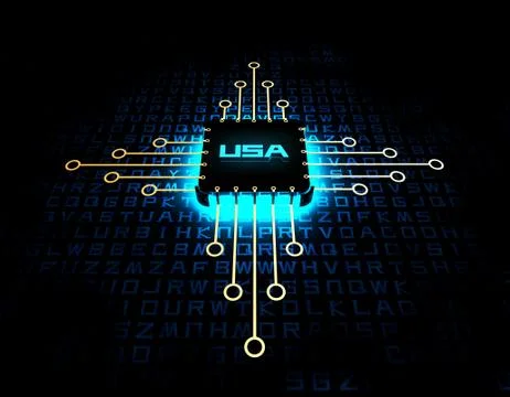 American intelligent electronic technology chip, data transmission Illustrazione stock