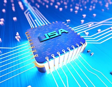 American intelligent electronic technology chip, data transmission Stock Illustration