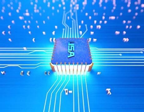 American intelligent electronic technology chip, data transmission Illustrazione stock