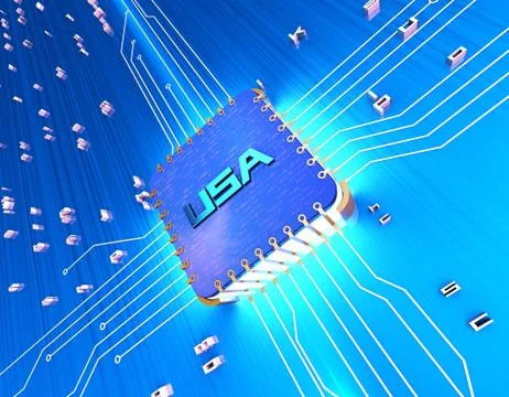 American intelligent electronic technology chip, data transmission Illustrazione stock