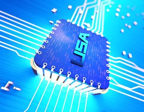 American intelligent electronic technology chip, data transmission Stock Illustration