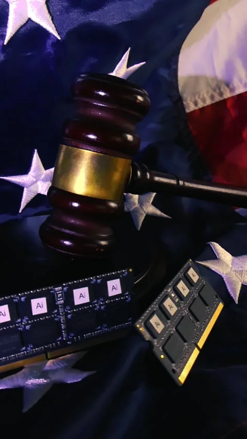 American justice regulating artificial intelligence technology concept Stock Footage 338330087