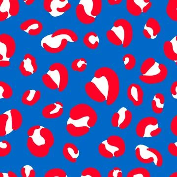 American leopard seamless pattern. Animal print in colors flag of USA. Red .. 스톡 일러스트