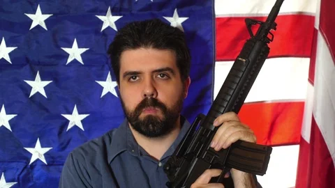 American man with an ar15 2nd amendment Stock Footage 105276489