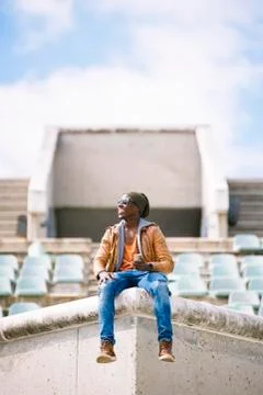 American man using mobile. Stock Photos