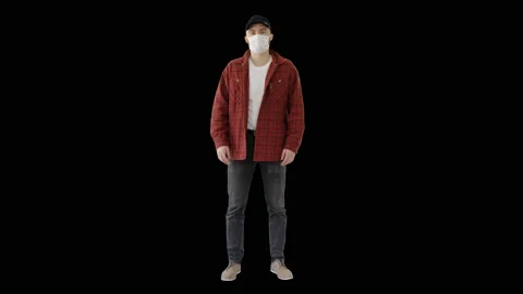 American man wearing a protective face mask, Alpha Channel Stock-Footage 133247828
