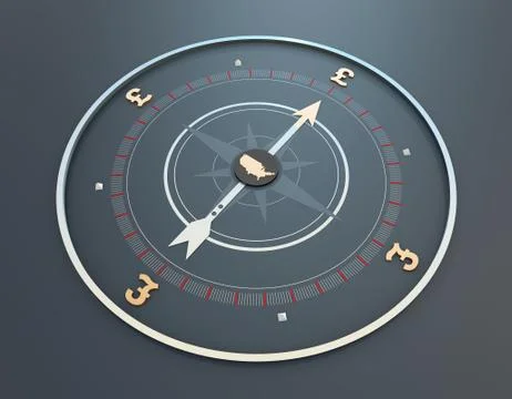 American map and compass, pound economy, career development and direction Stock Illustration