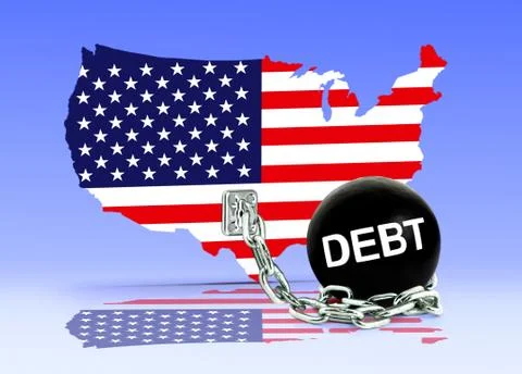American map and debt ball Stock Illustration