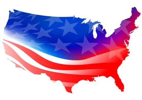 American map flag on a white background Stock Illustration