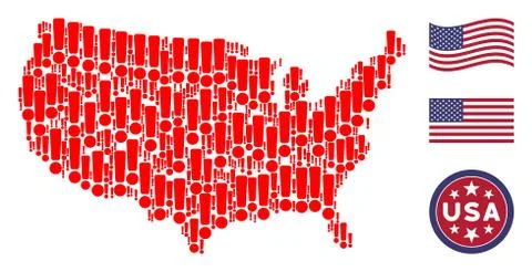 American Map Stylization of Exclamation Sign Illustrazione stock