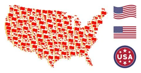 American Map Stylization of Waving Flag Illustrazione stock