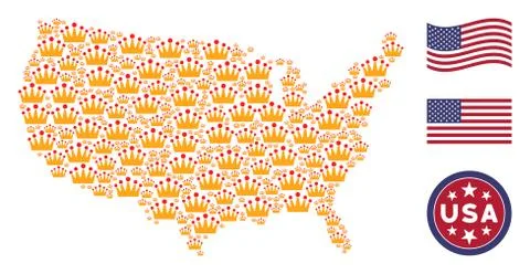 American Map Stylized Composition of Crown Illustrazione stock