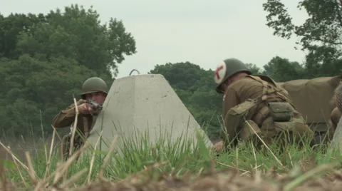 American medic in the dragons teeth WW2 Stock Footage 42854043