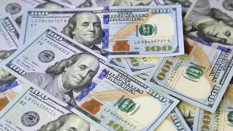 American money dollars on rotating surface background Stock Footage 70579673