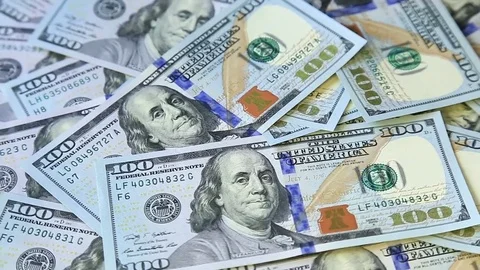 American money dollars on rotating surface background. 스톡 동영상 70580907
