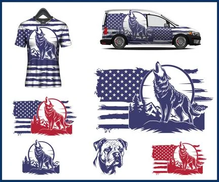 American mountain vector or Fox  Head Minimalistic Design Stock Illustration