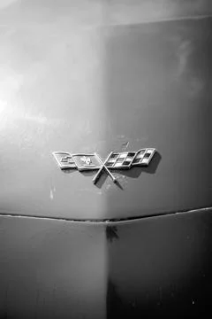 An american musclecar in black white Stock Photos