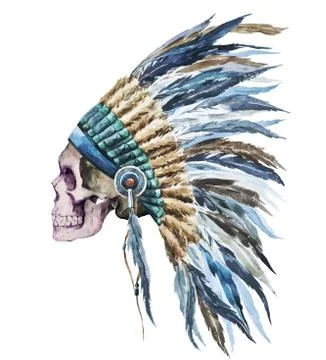 American native hat and skull Stock Illustration