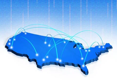 American network connections 3D map Stock Illustration