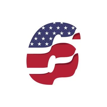 American Numerical Flag 6 Stock Illustration