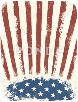 American patriotic poster background. vintage style poster template, vector, Stock Illustration