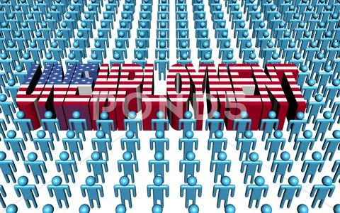 American people with unemployment text illustration Stock Illustration