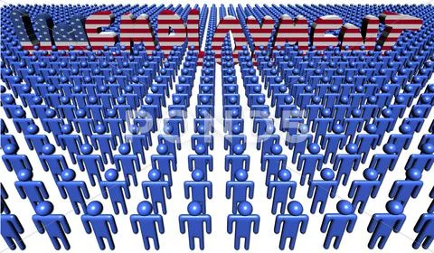 American people with unemployment text illustration Stock Illustration