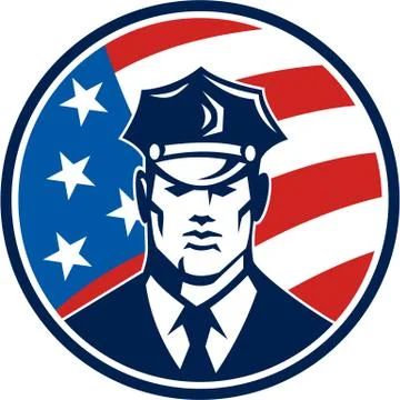 American policeman security guard retro Stock Illustration