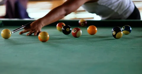 American pool game in close up, philippines Stock Footage 100774507