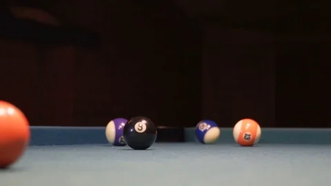 American Pool, the shot eight ball going in billiard pocket Stock Footage 83666043