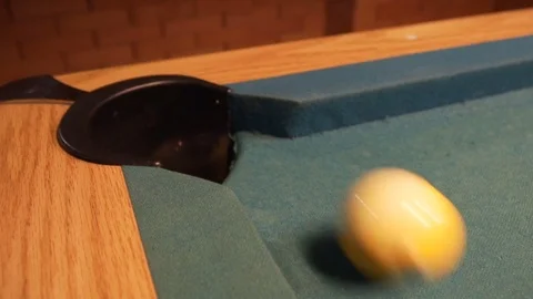 American Pool, the shot nine ball missing billiard pocket. 120fps Video stock 83096834