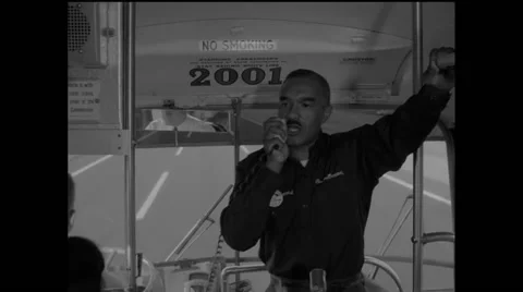 American protester announcing while travelling to attend Civil Rights March Stock Footage