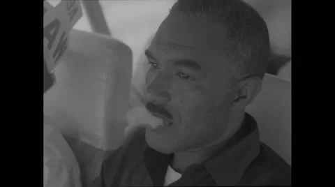 American protester travelling in bus to attend Civil Rights March Stock Footage