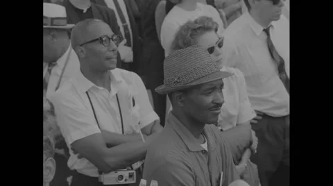 American protesters listening to Marian Anderson during Civil Rights March Stock Footage
