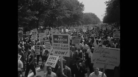 American protesters marching during Civil Rights March Free Stock Footage