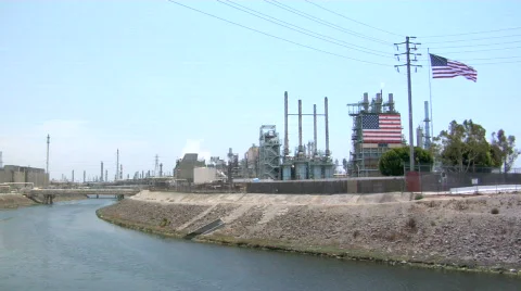 American Refinery River Video stock 500815