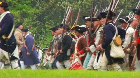 American Regiments Marching on Battlefield Stock Footage 12161822