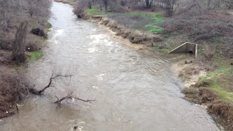 American River Tributary in Winter Stock Footage 144069684