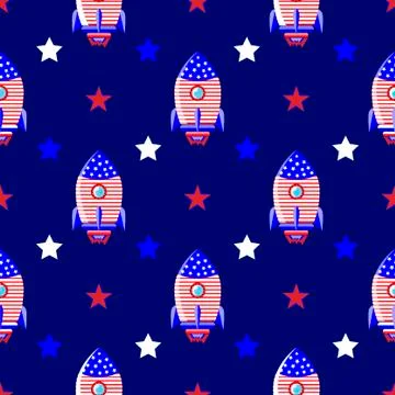 American rocket seamless vector pattern Illustrazione stock