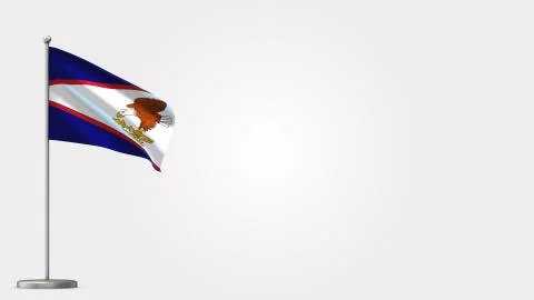 American Samoa 3D waving flag illustration on Flagpole. Perfect for backgroun Illustrazione stock
