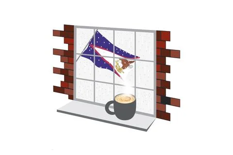 American Samoa Coffee Rain Windows Fog Vector Illustration Stock-Illustration