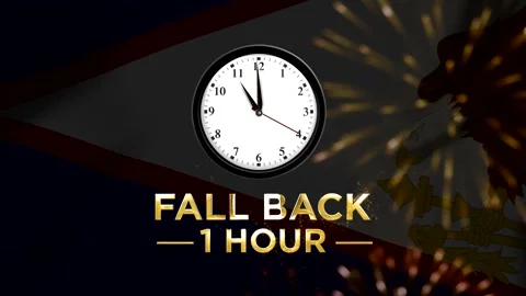 American Samoa daylight saving time concept with an analog wall clock and g.. Stock Footage 346541942
