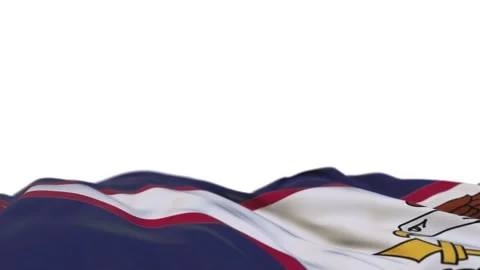 American Samoa fabric flag waving on the wind loop. American Samoa embroidery Video stock 192517909