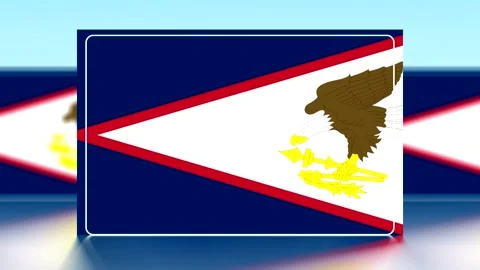 American Samoa flag featuring an eagle emblem on a white triangle with blue.. Stock Footage 343643947