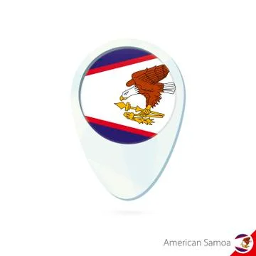 American Samoa flag location map pin icon on white background. Stock Illustration