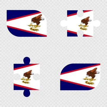 American Samoa Flag Rounded Shapes and Puzzle Set. Stock Illustration