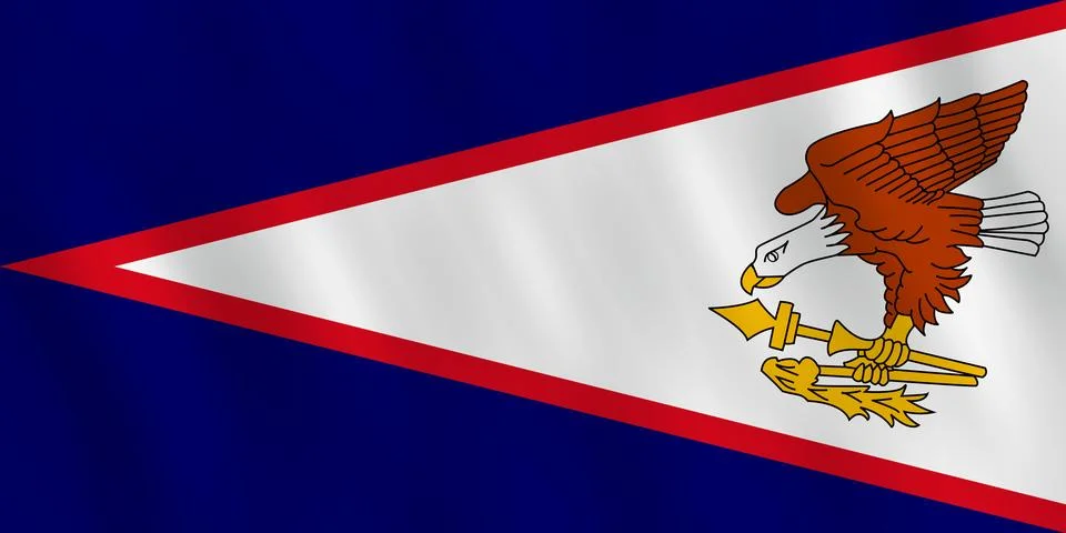 American Samoa flag with waving effect, official proportion. Stock Illustration